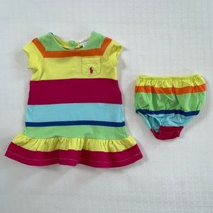 Ralph Lauren Rainbow Striped Dress Size 6 months, 6m, Bright, Happy, Preppy